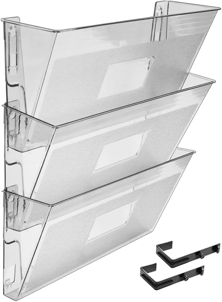 Wall Mount Pocket File Organizer Holder Modular Letter Size A4 Plastic