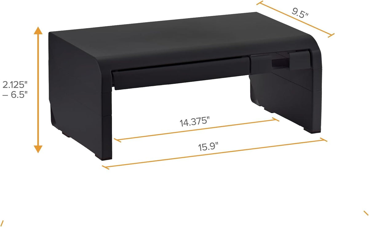 Konnect Adjustable Monitor Riser with Drawer & Cell Phone Holder