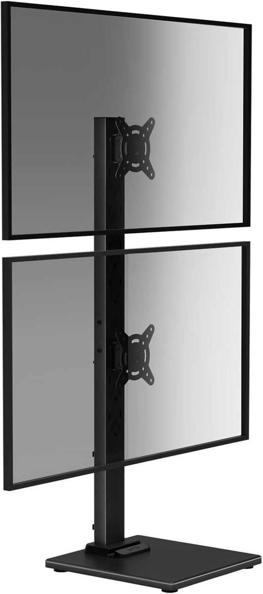 Dual Monitor Stand with Base- Vertical Stack Screen Free-Standing