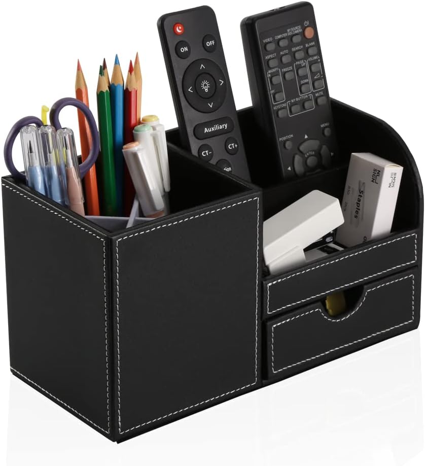 Desk Organizer Office Supplies Caddy Pu Leather Multi-function