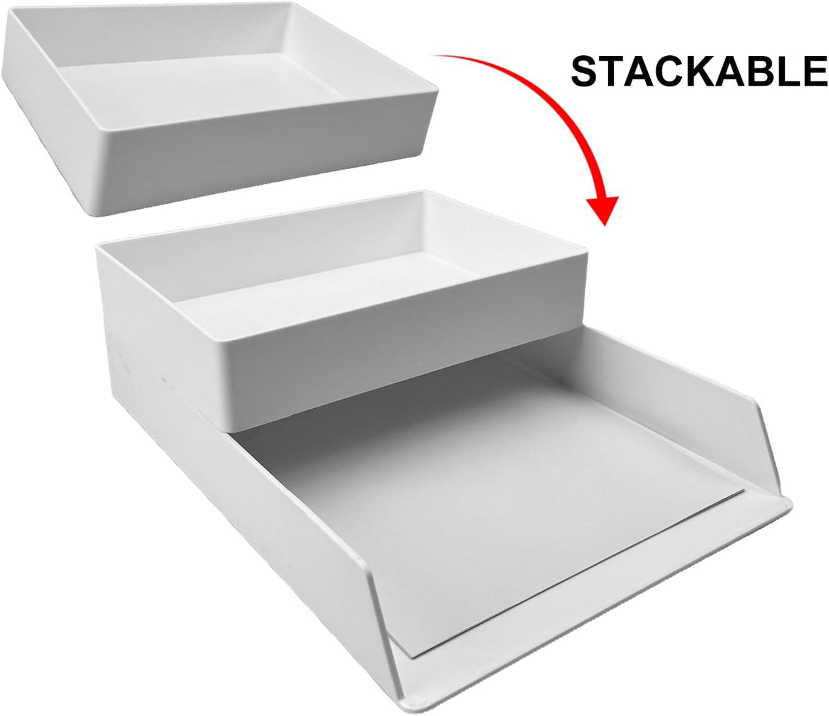 Rectangular Plastic Desk Organizer with Storage Trays
