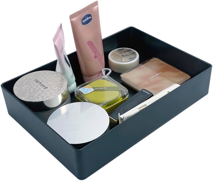 Rectangular Plastic Desk Organizer with Storage Trays, 9.4 x 6.7