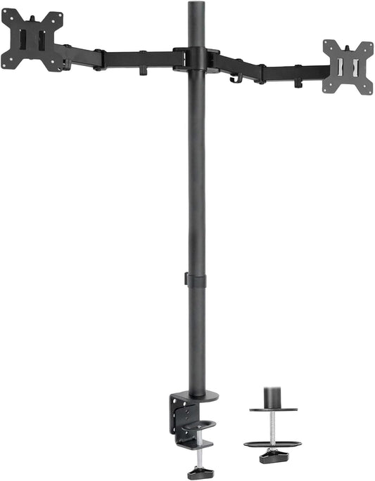 Dual Monitor Stand Up Desk Mount Extra Tall 39 inch Pole