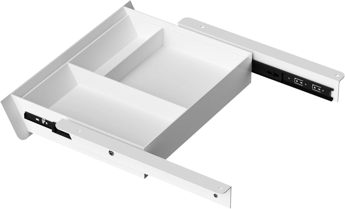 White Under Desk Drawer with Removable Tray