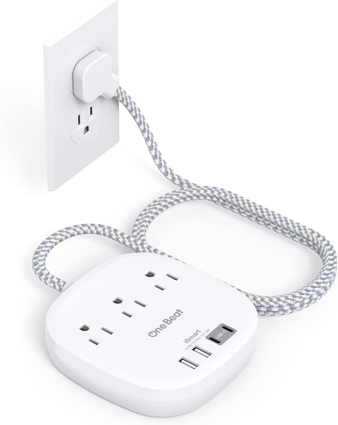 Flat Plug Power Strip, 6ft Ultra Flat Extension Cord