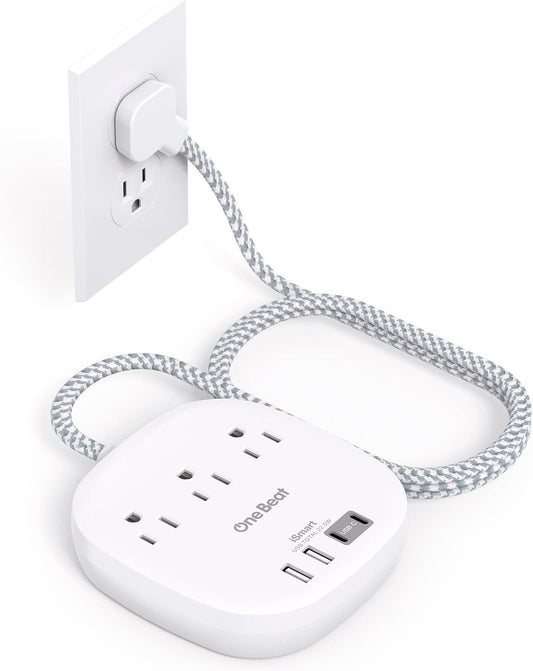 Flat Plug Power Strip, 6ft Ultra Flat Extension Cord