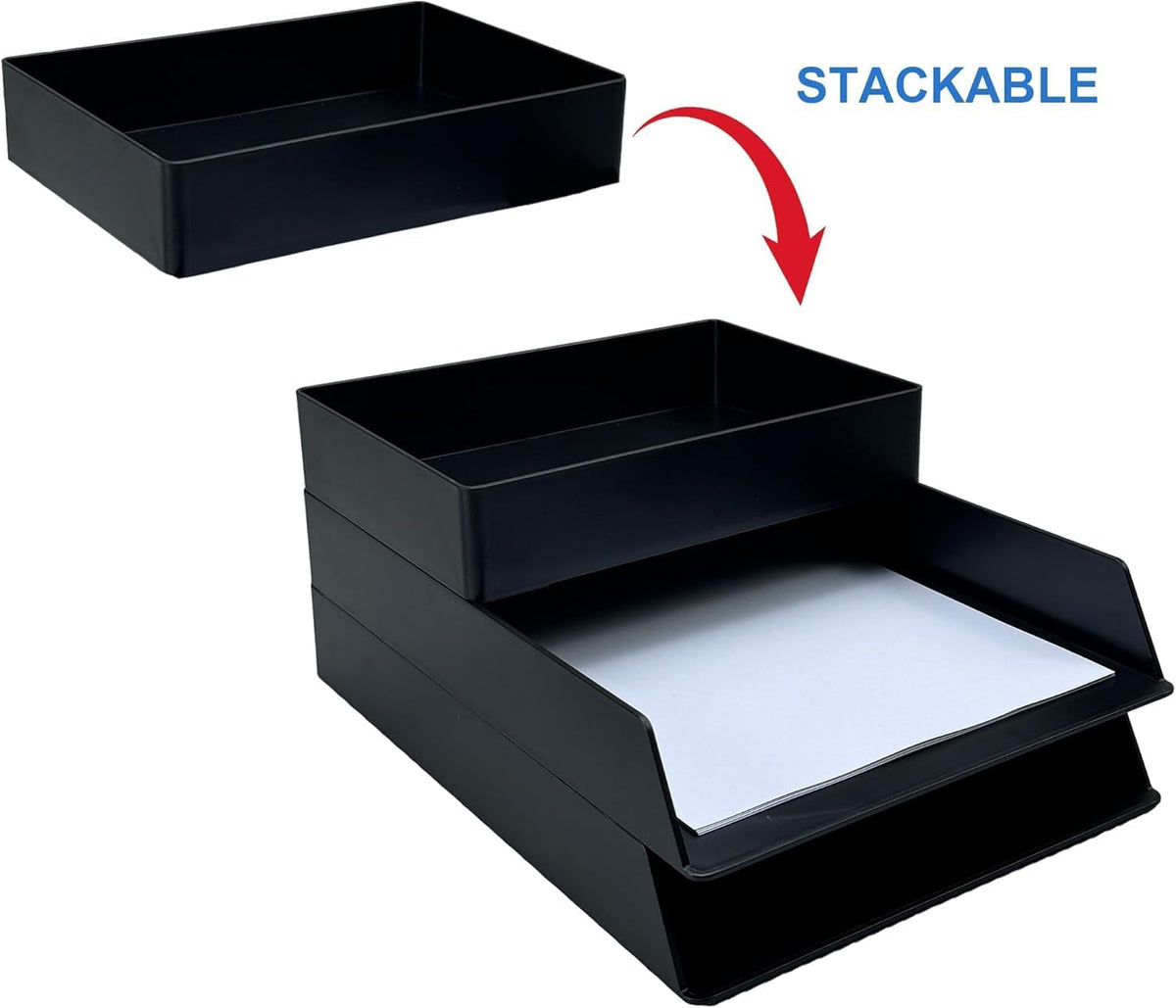 Rectangular Plastic Desk Organizer with Storage Trays, 9.4 x 6.7