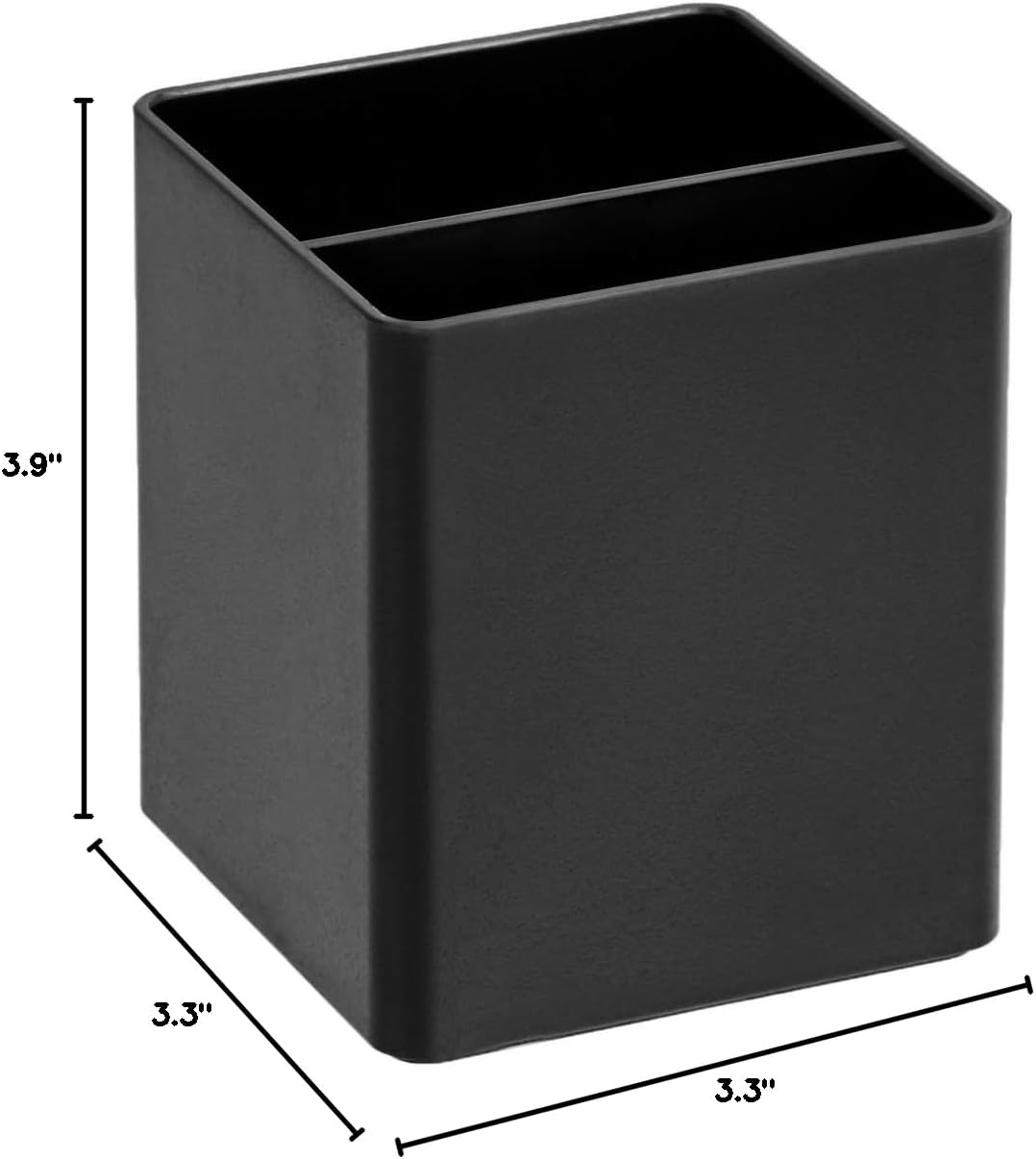 Plastic Desk Organizer - Pen Cup, 3.9" x 3.4" x 3.4", Black