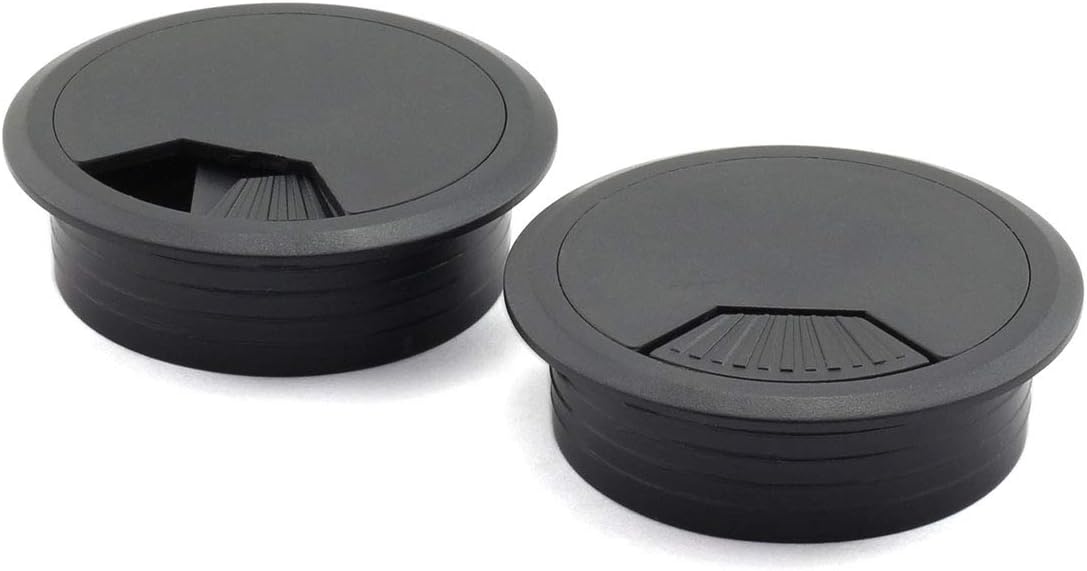 2 inch Desk Wire Cord Cable Grommets Hole Cover, 2pcs, Black