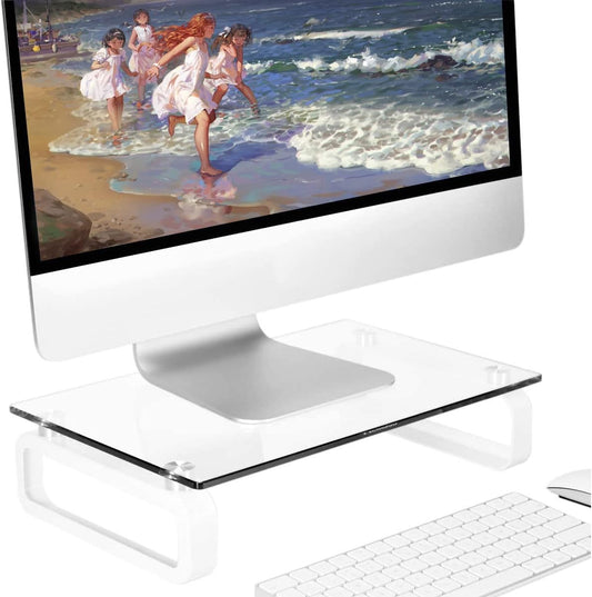 Clear Computer Monitor Stand Riser Multi Media Desktop Stand