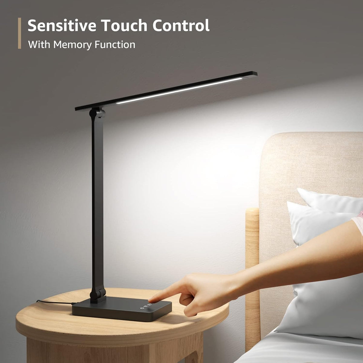 LED Desk Lamp with USB Charging Port, Black