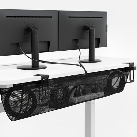 No Drill Clamp-on 44 inch Mesh Net Under Desk Cable Management Wire
