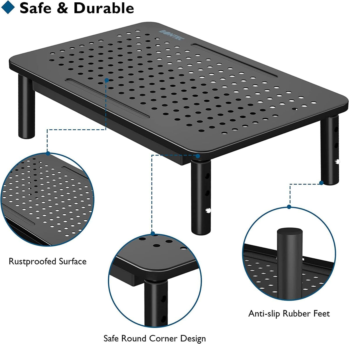 Adjustable Monitor Stand Riser with Drawer