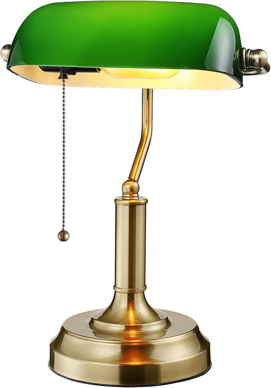 Green Glass Bankers Desk Lamp