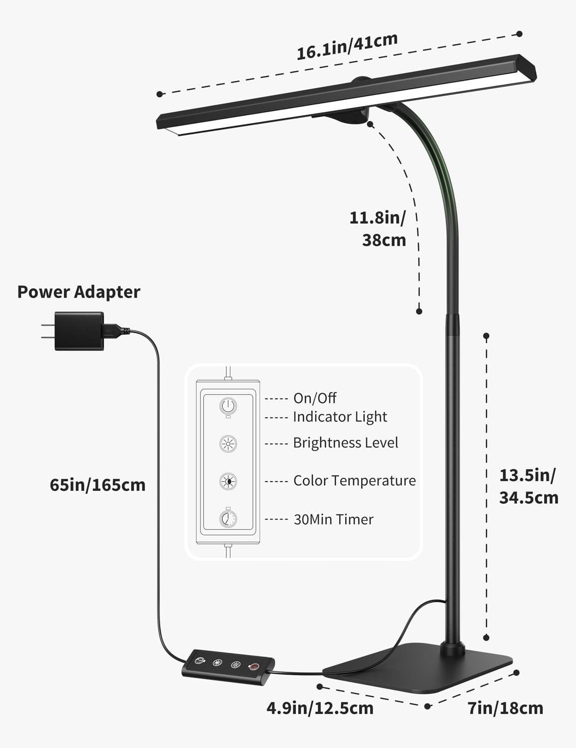 LED Desk Lamps, Tall Desk Light with Base
