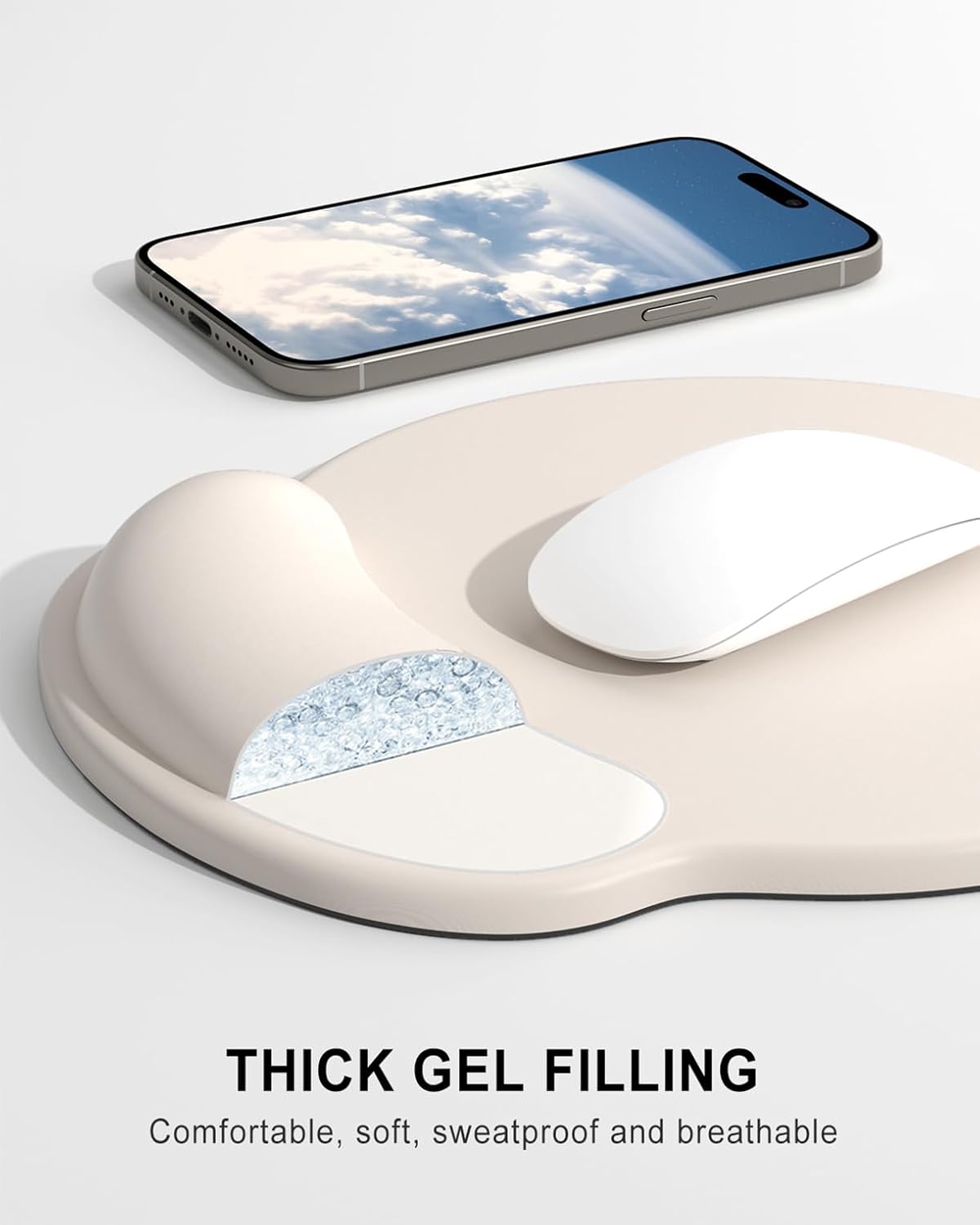 Ergonomic Mouse Pad with Wrist Rest, Beige
