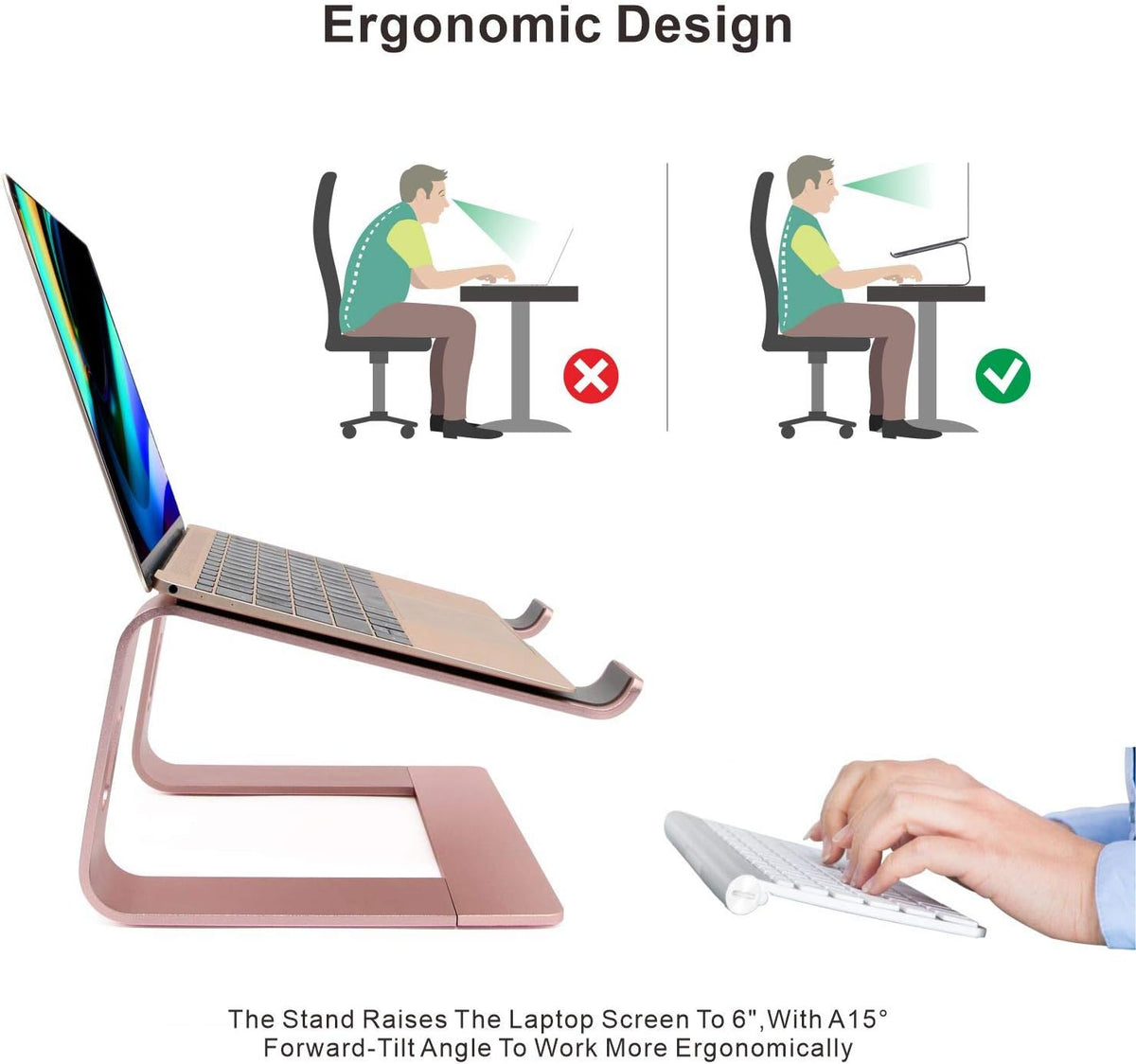 Laptop Stand, Ergonomic Aluminum Laptop Mount Computer Stand
