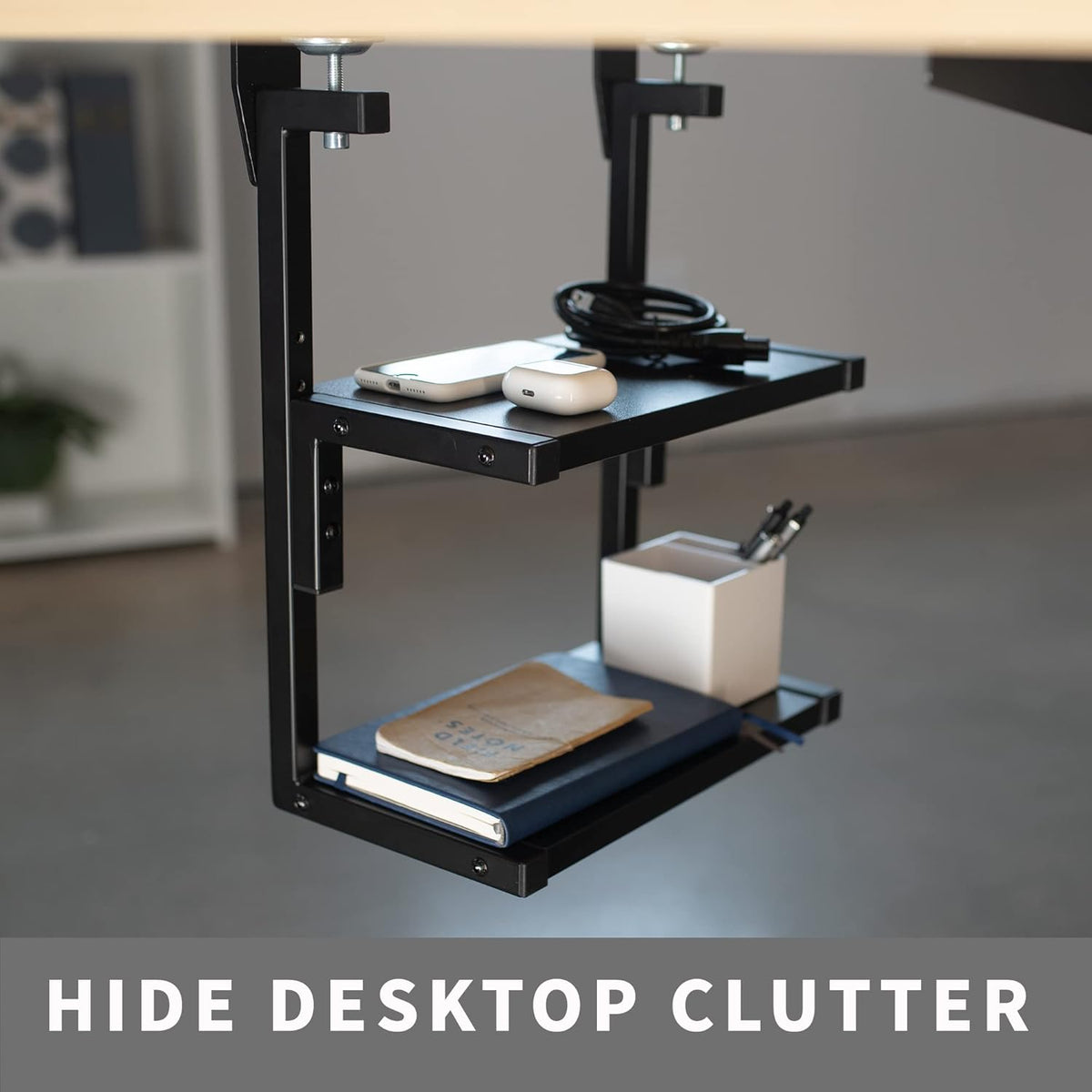 VIVO Clamp-on 13 inch Above or Below Desk 2-Tier Shelving Unit