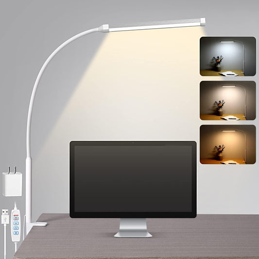 LED Desk Lamp with Clamp, White