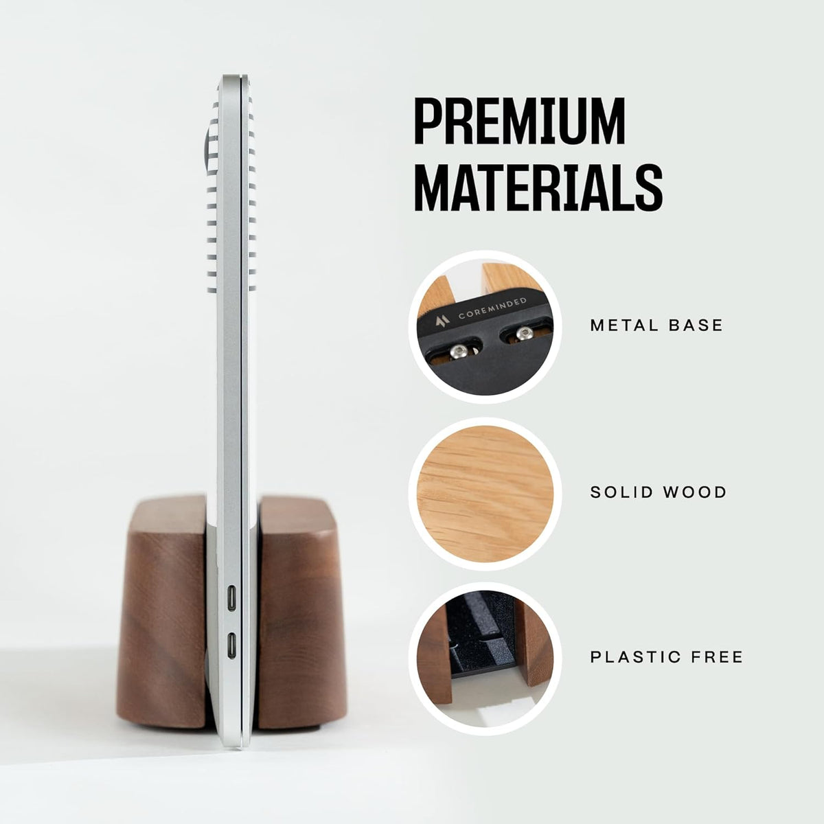Adjustable Vertical Laptop Stand, Walnut