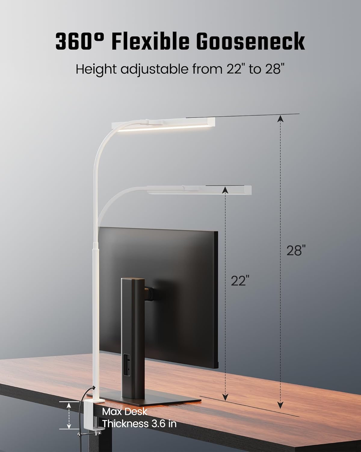LED Desk Lamp, White, 12W