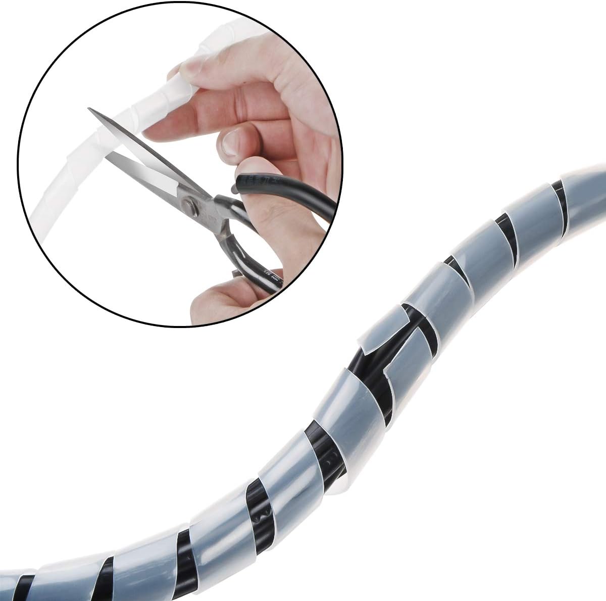 50Ft XHF 1/4" Clear Spiral Cable Wrap 6mm