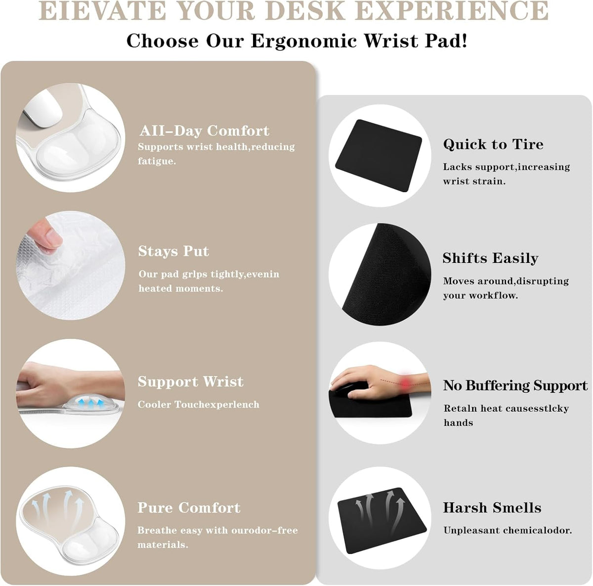 Mouse Pad with Wrist Rest, PU