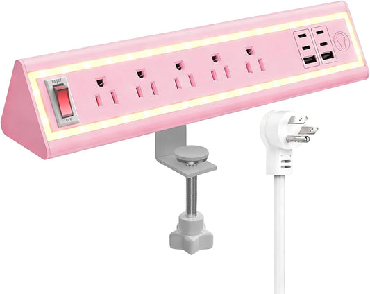 Desk Clamp Power Strip with Nightlight