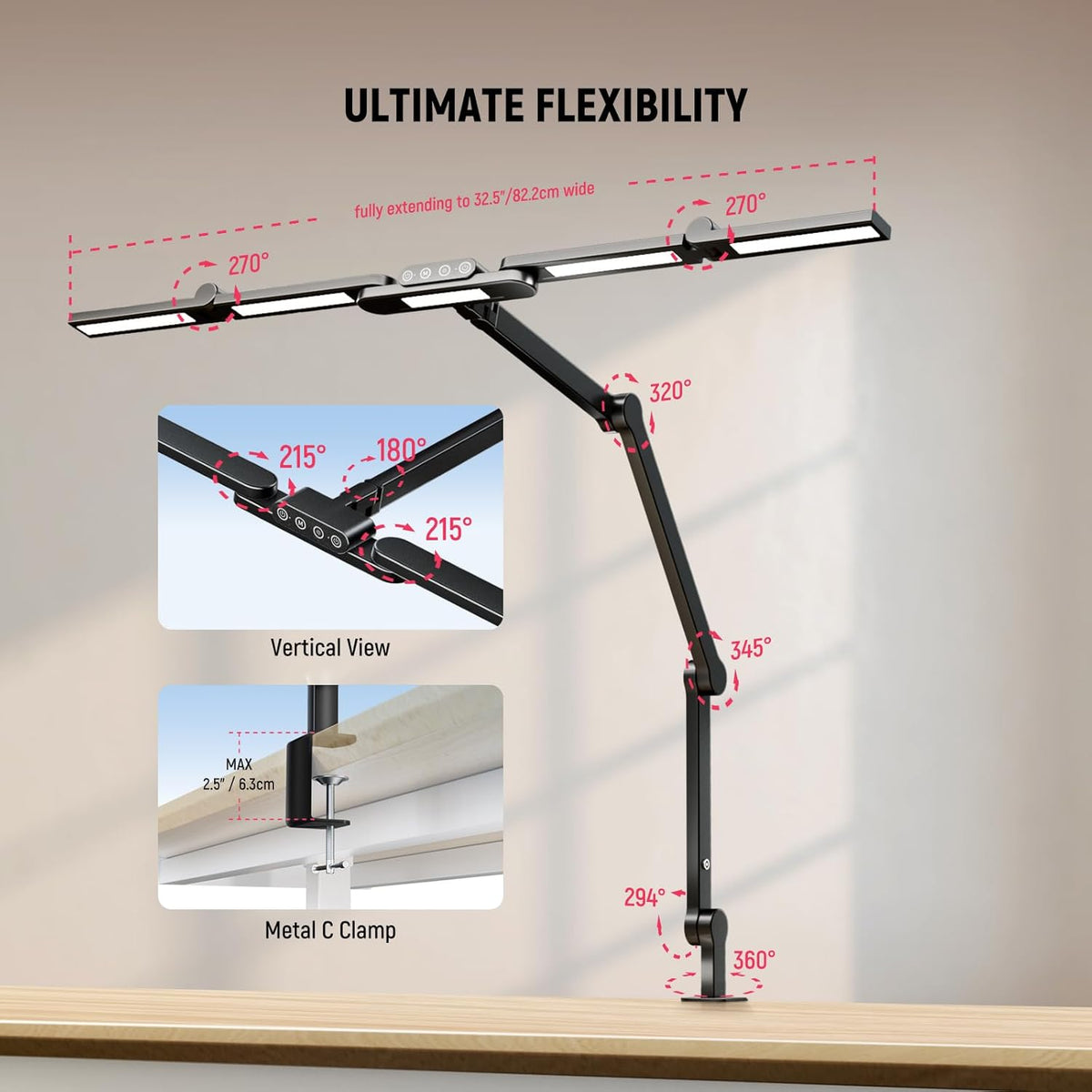 Basics 32.5" Clip On Desktop LED Light
