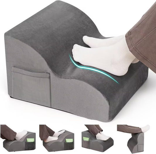 Echaprey Foot Rest for Under Desk at Work,Adjustable Under Desk Footrest Multifunctional 3-Tier Foot Stool with Non-Slip Base and Washable Cover Ergonomic Foot Stool for Office,Home,Car,Travel (Grey)
