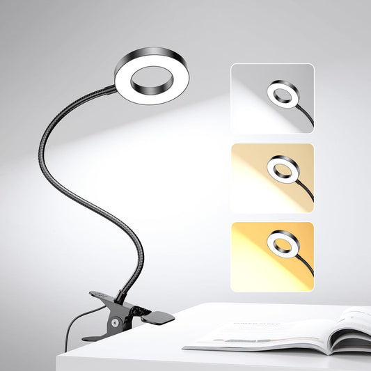 LED Desk Lamp Clip on Light with 3 Color Modes 10 Brightness