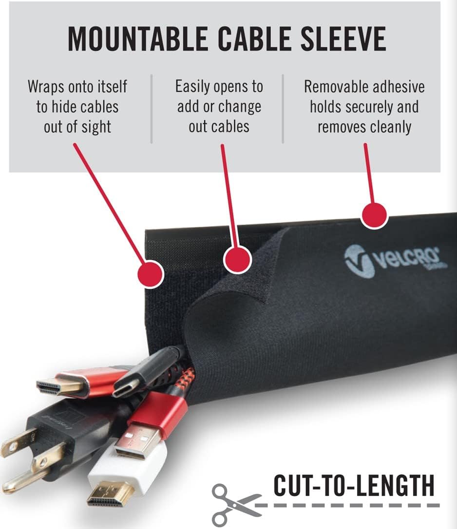 Mountable Cable Sleeve, Black