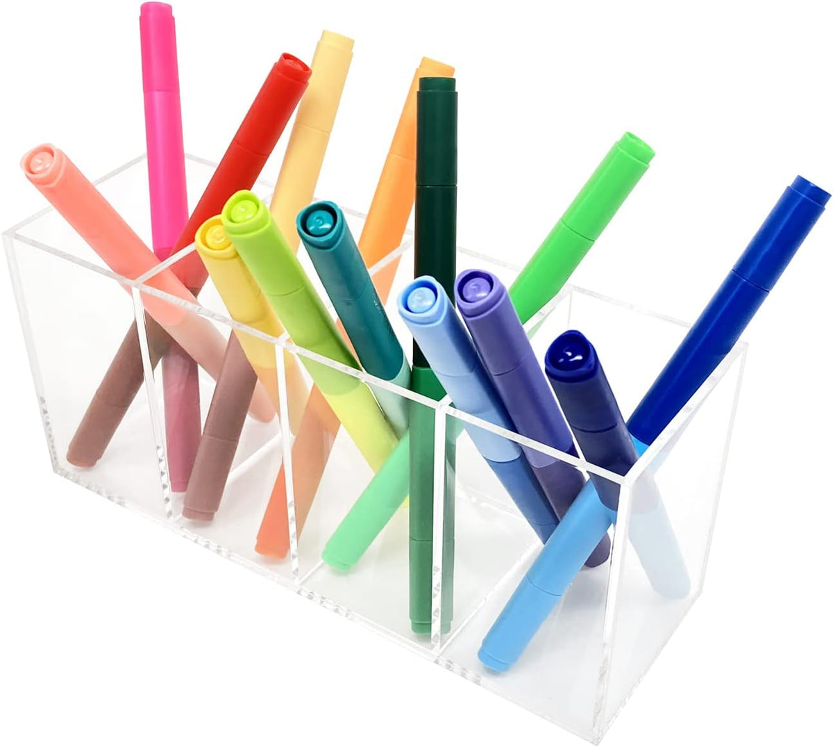 Acrylic Pen Holder 4 Compartments Clear Pencil Holder Organizer
