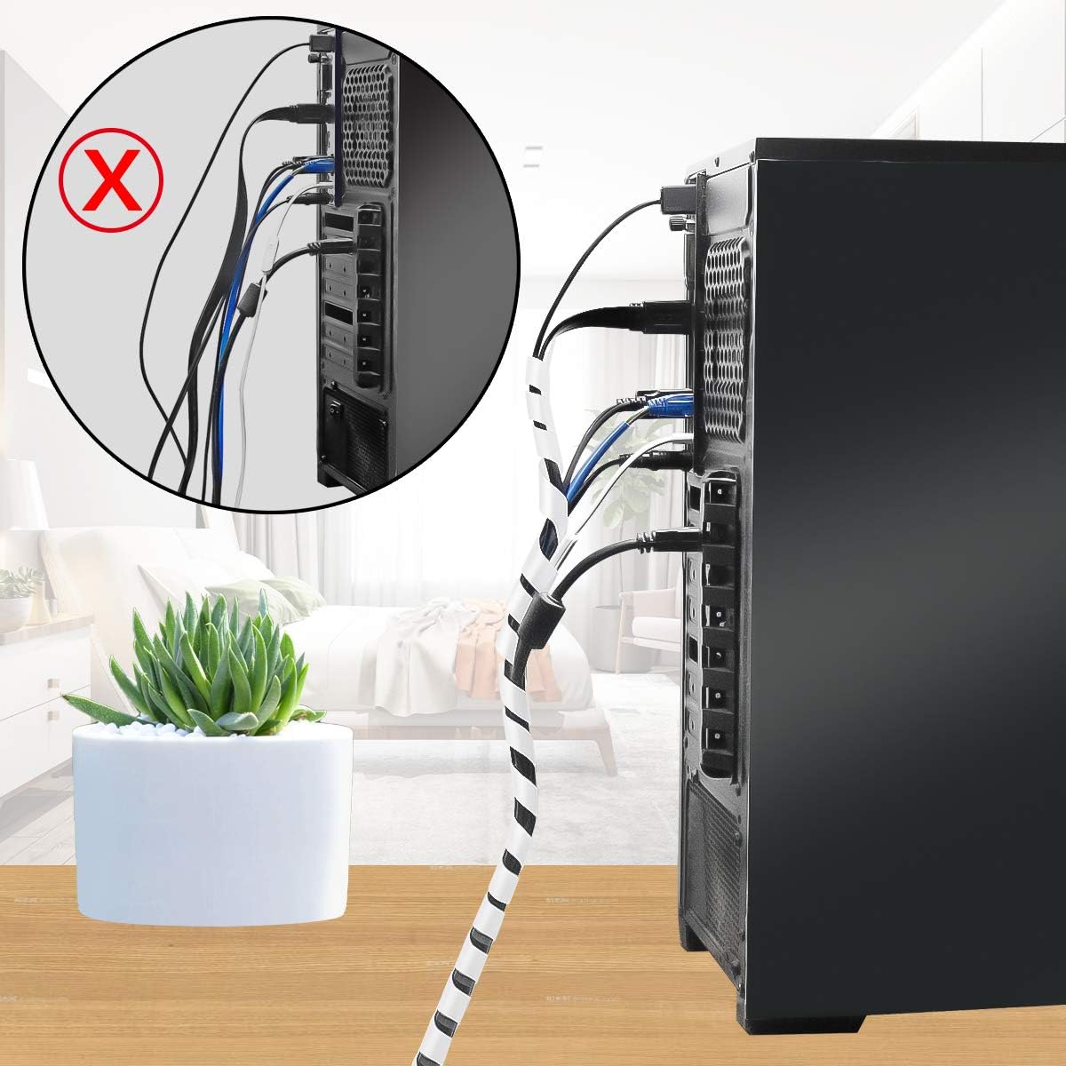 50Ft XHF 1/4" Clear Spiral Cable Wrap 6mm