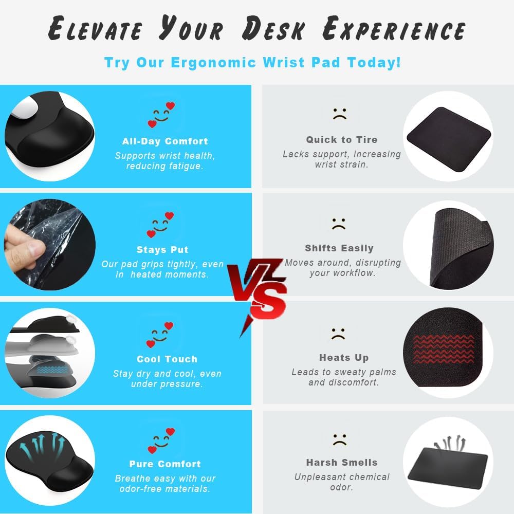 ErgoComfort Gel Wrist Rest Mouse Pad-Ergonomic Office Mousepad