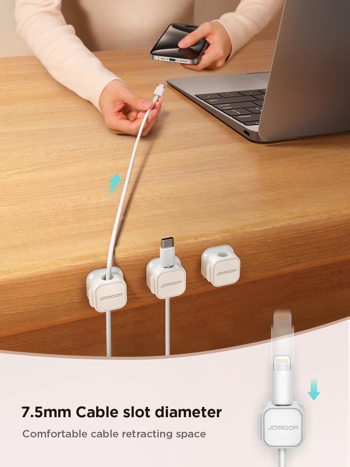 Magnetic Cable Clips [Cable Smooth Adjustable] Cord Holder, 6 Pack