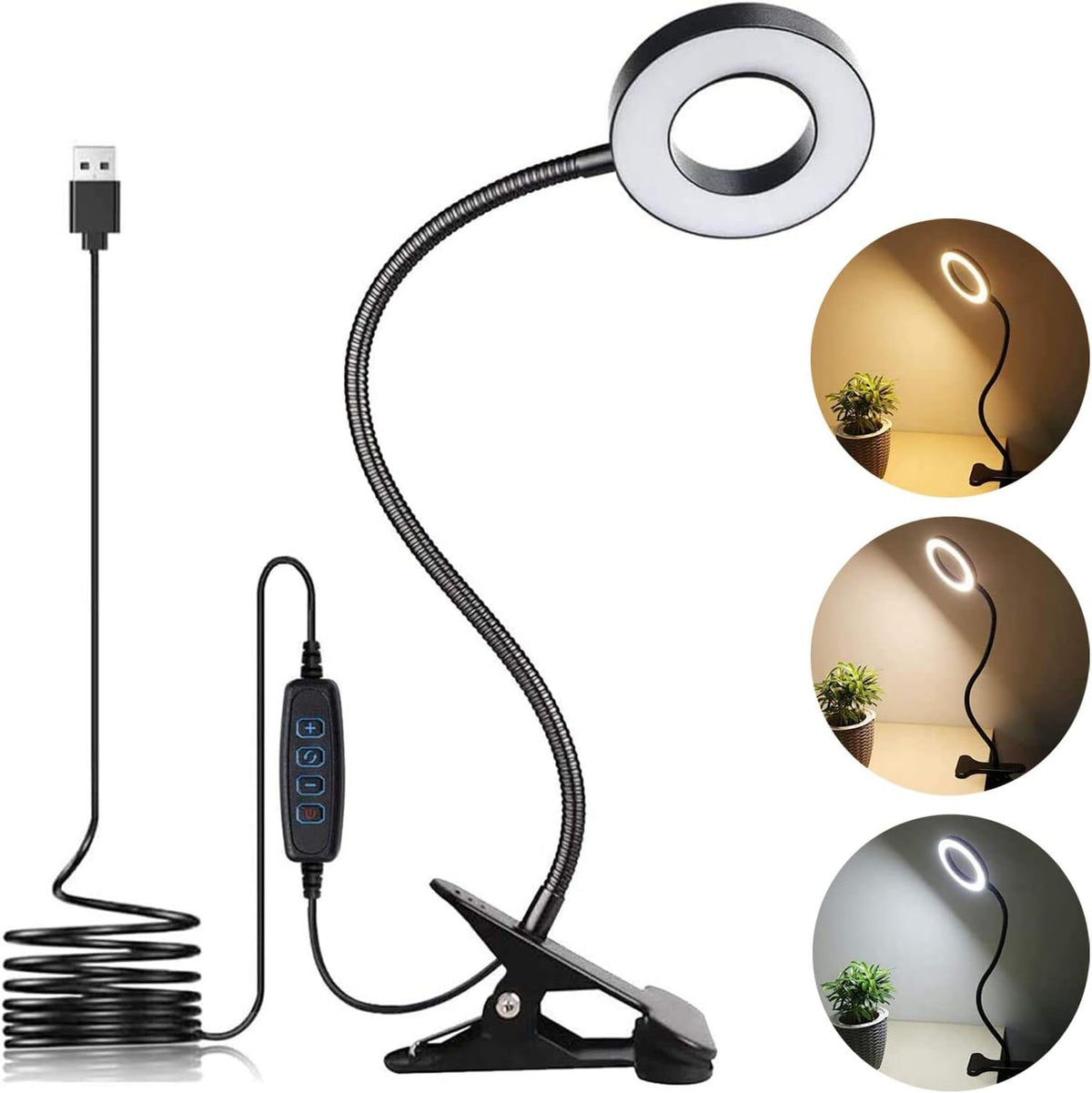 LED Desk Lamp with Clamp, Black