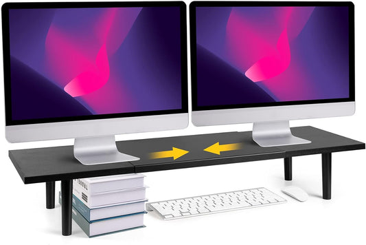 Dual-Monitor-Stand-Riser-For-Desk Adjustable Length 32-40 Inch