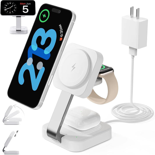 2026 Traveling Wireless Mag-Safe Fast Charging Station, White