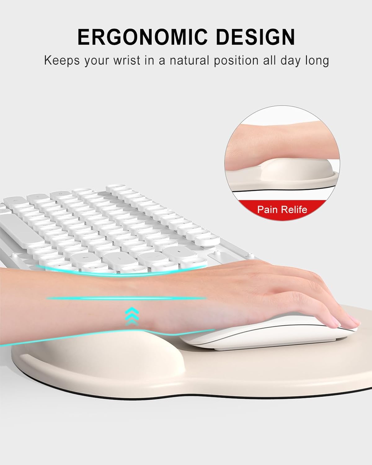 Ergonomic Mouse Pad with Wrist Rest, Beige