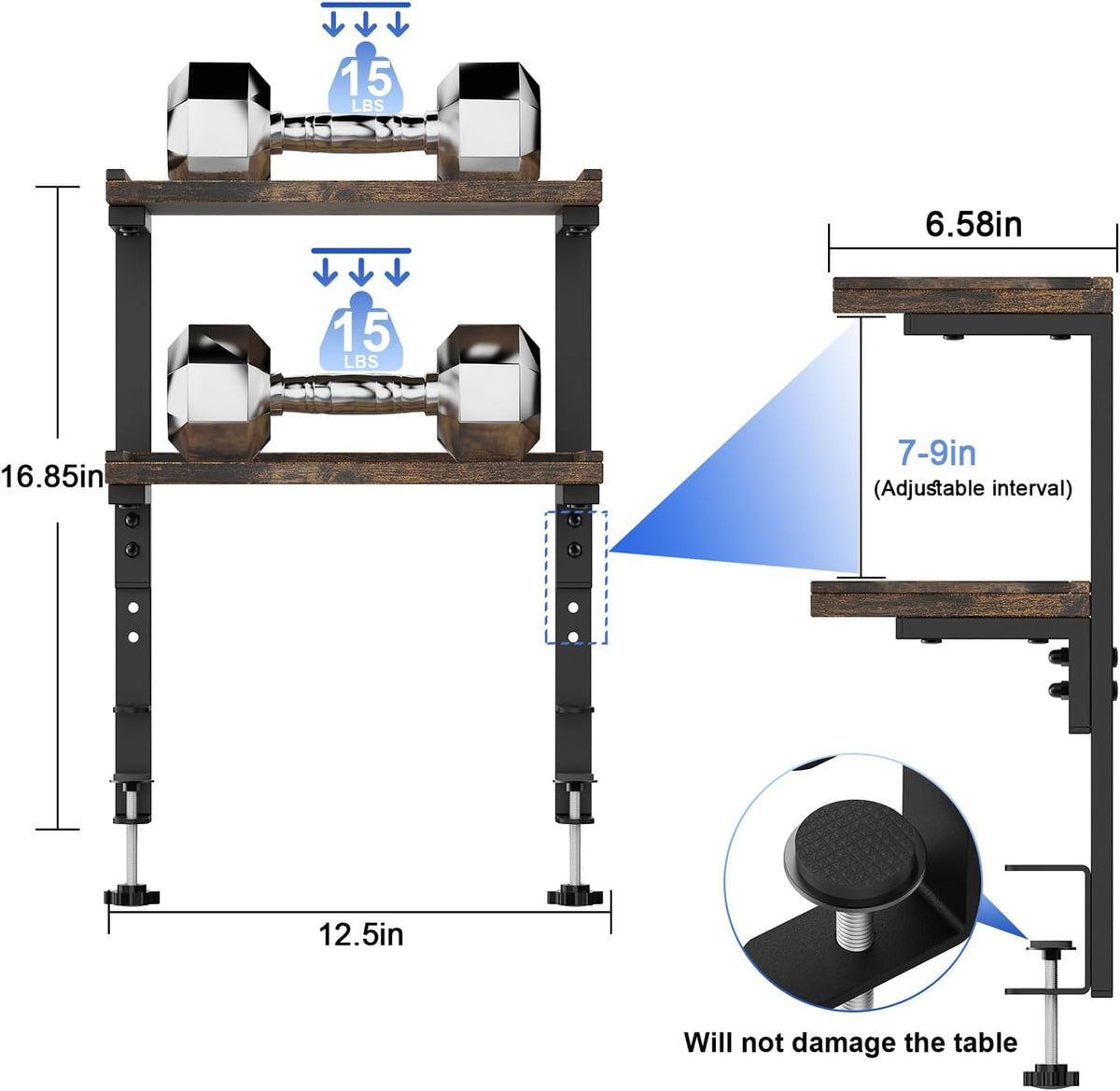 2-Tier Desk Shelf, Expandable Under Desk Storage