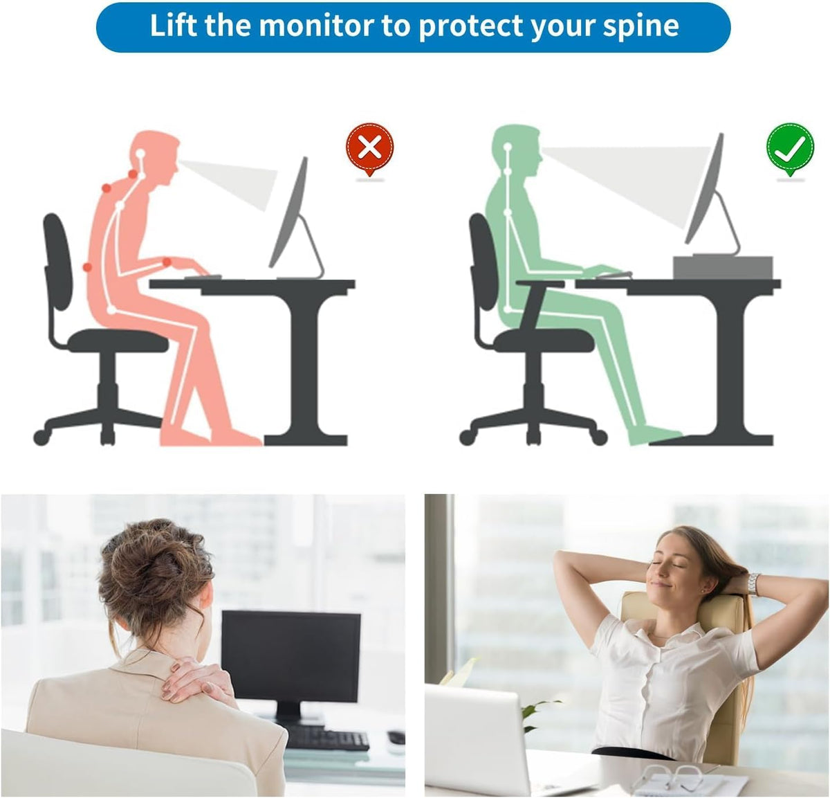 Computer Monitor Stand Riser, Black