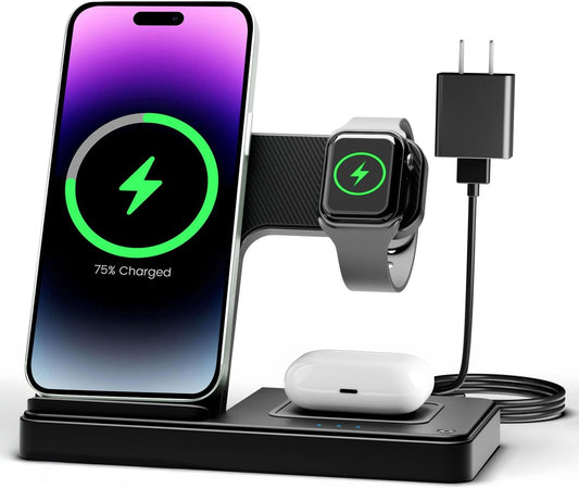 Wireless Charger iPhone Charging Station: 3 in 1 Charger Stand