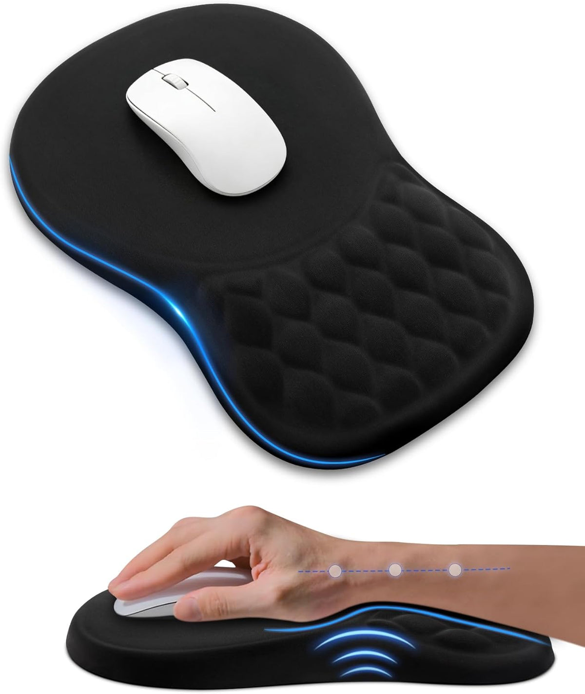 Ergonomic Mouse Pad with Wrist Rest, Black, PU