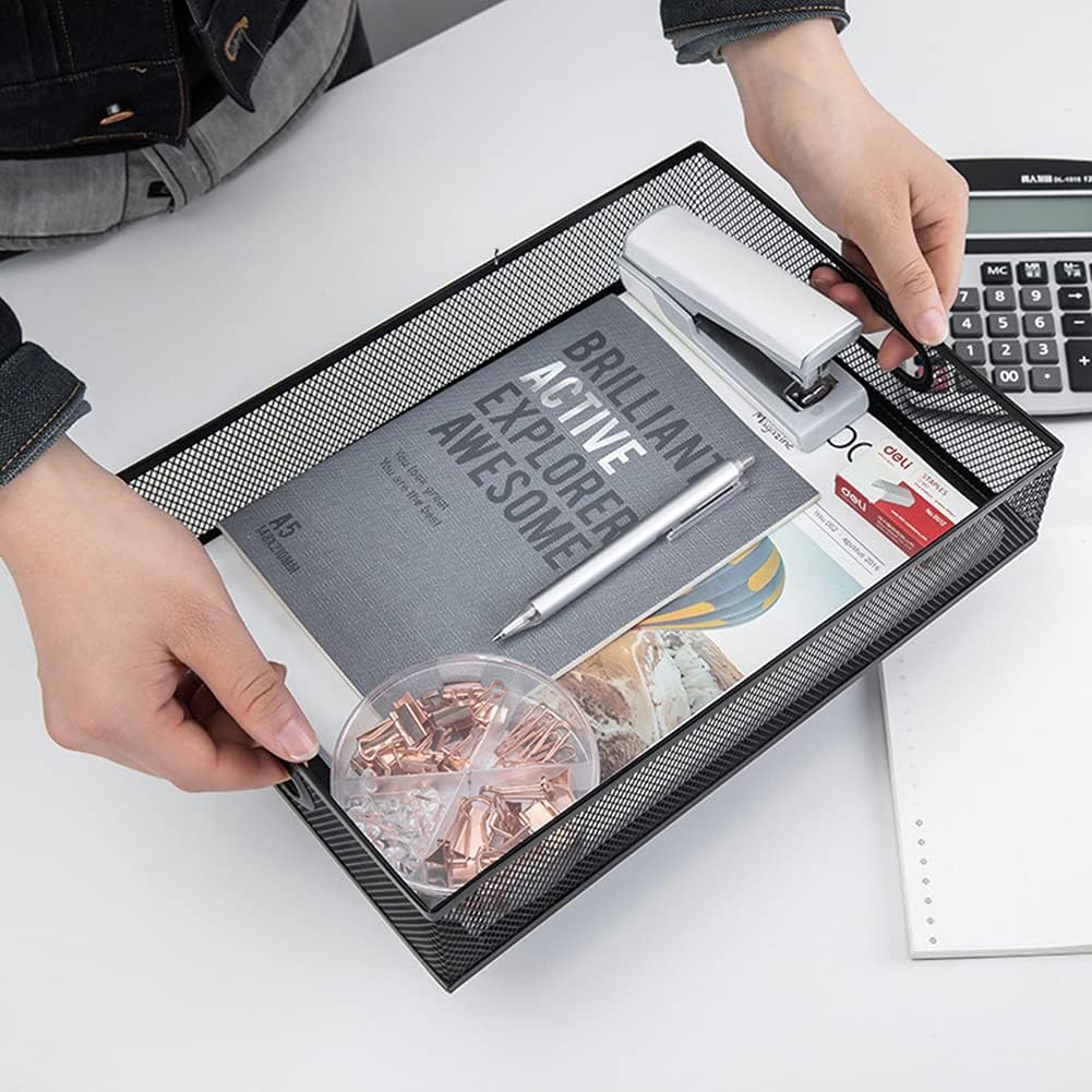 Desk Drawer Organizer, A4 Large Metal Mesh Desk Rrganizer Tray