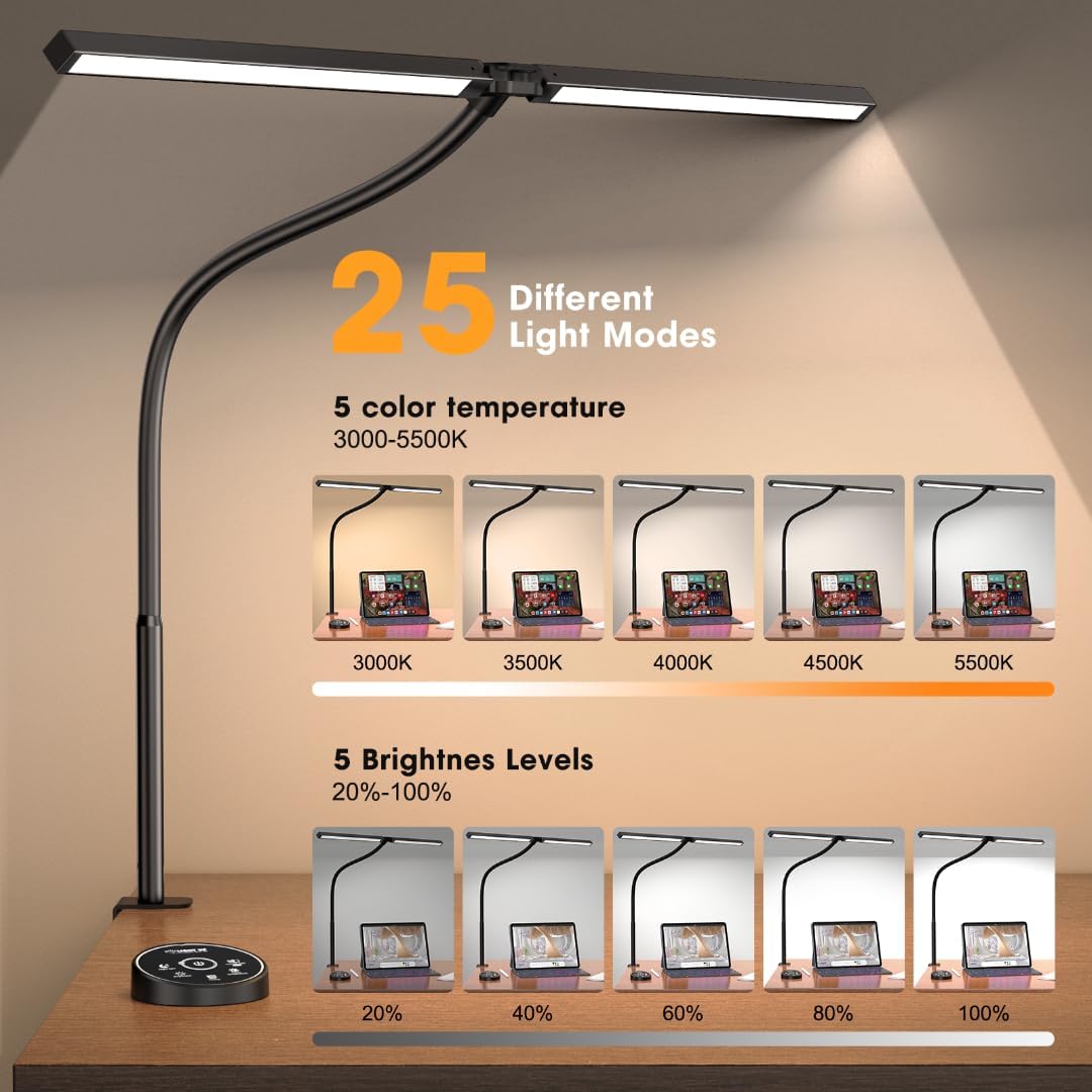 Led Desk Lamp, Eye Caring Architect lamp with Clamp