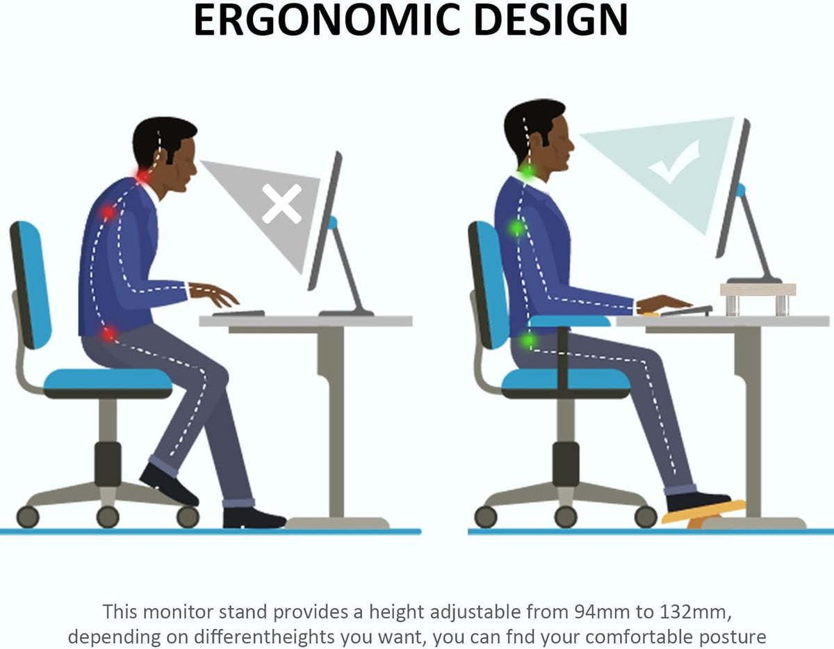 Dual Monitor Riser, Adjustable Length & Angle