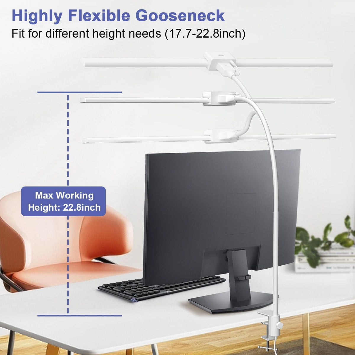 LED Desk Lamp, 24W Double Head Desk Light