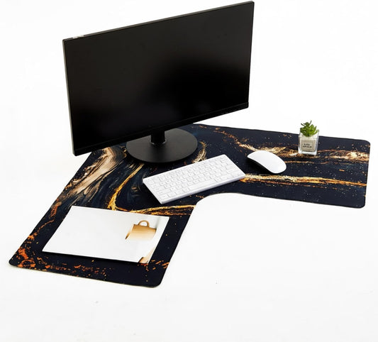 L Shaped Desk Mat, Black