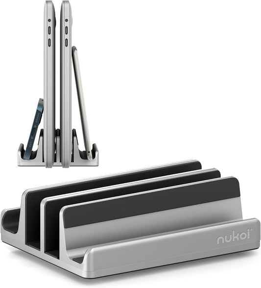 Vertical Laptop Stand, Silver, Silicone